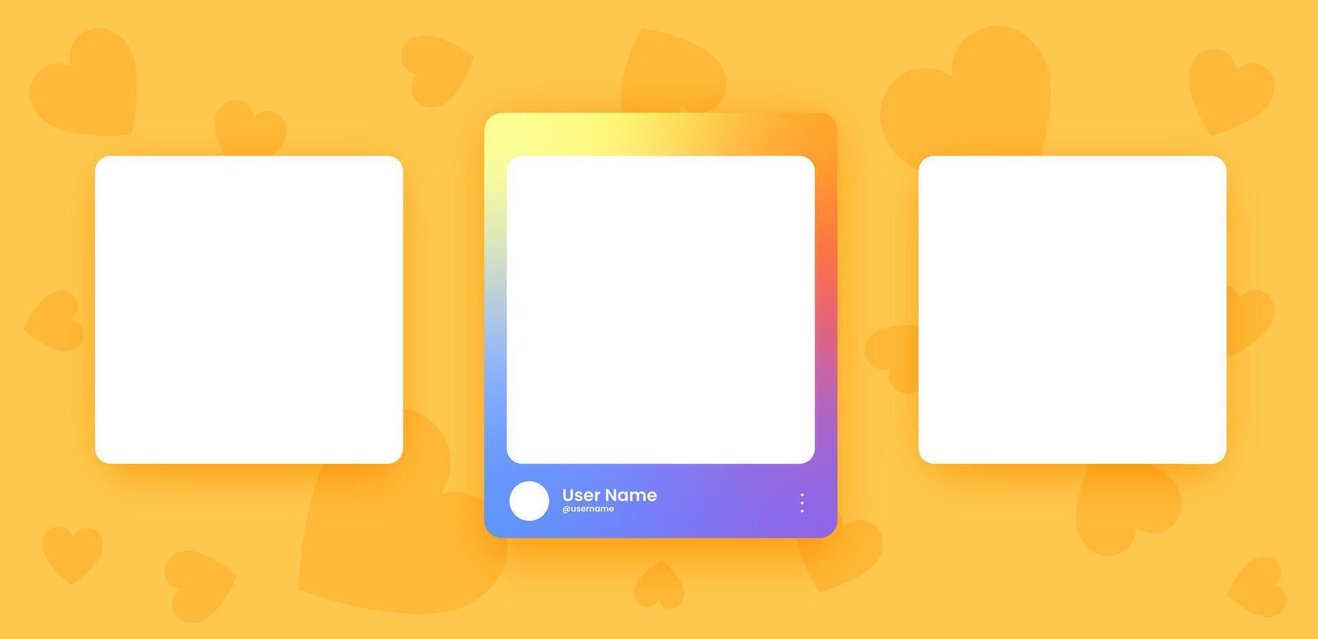 Social media frame collection template. Colorful social media interface. vector