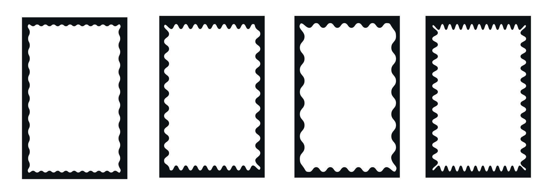 Zigzag wavy edges, retro squiggle frames vector