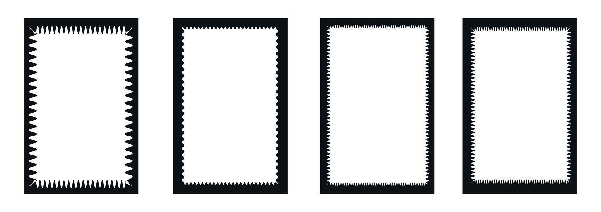 Zigzag wavy edges, retro squiggle frames vector
