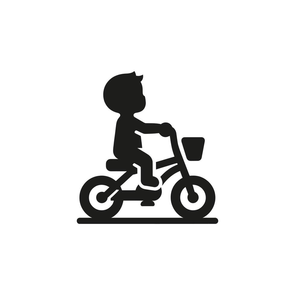 Kids bicycle riding silhouette vector