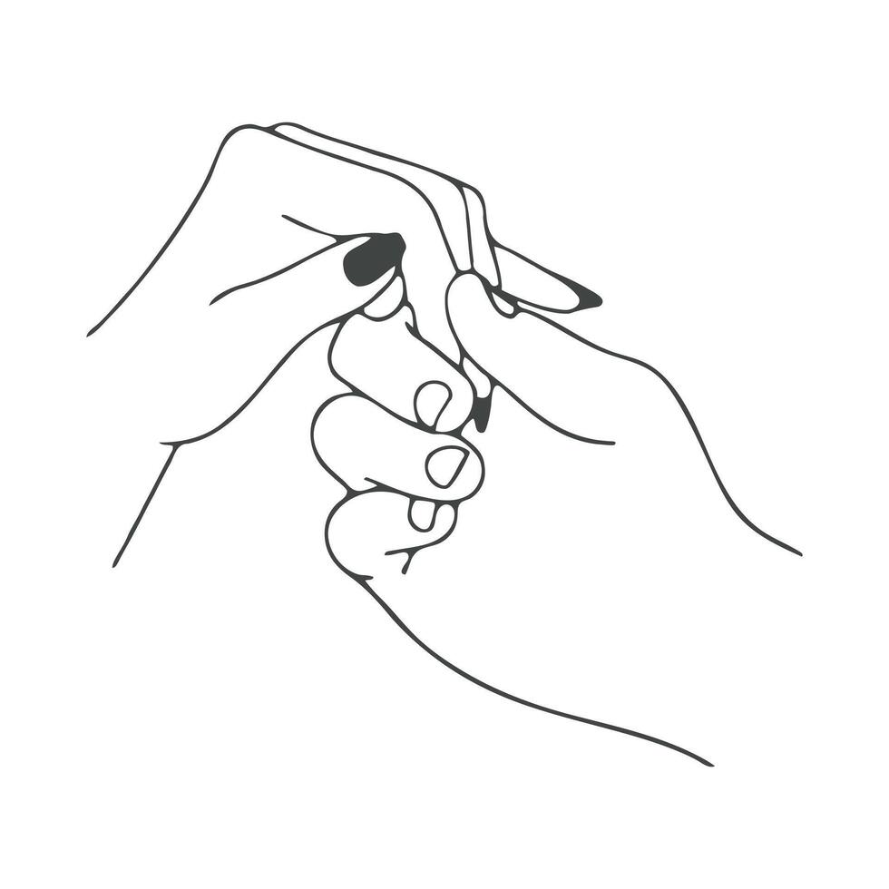 a drawing of two hands holding each other vector