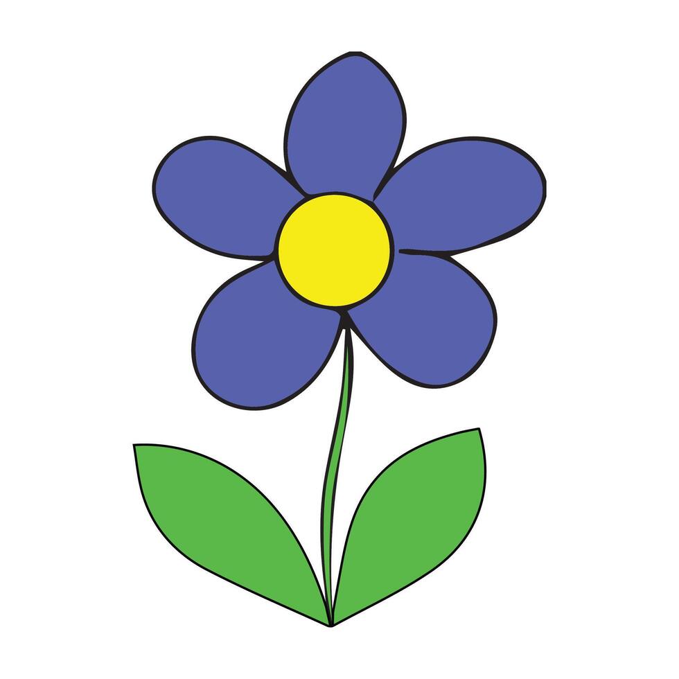 a flower with a yellow center and purple petals vector