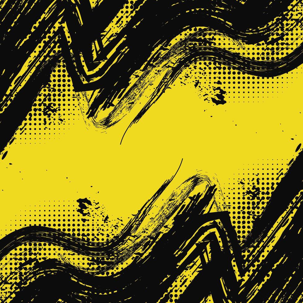 Abstract Black and Yellow Dirty Grunge Background with Halftone Effect. Sports Background with Brush Stroke Illustration vector