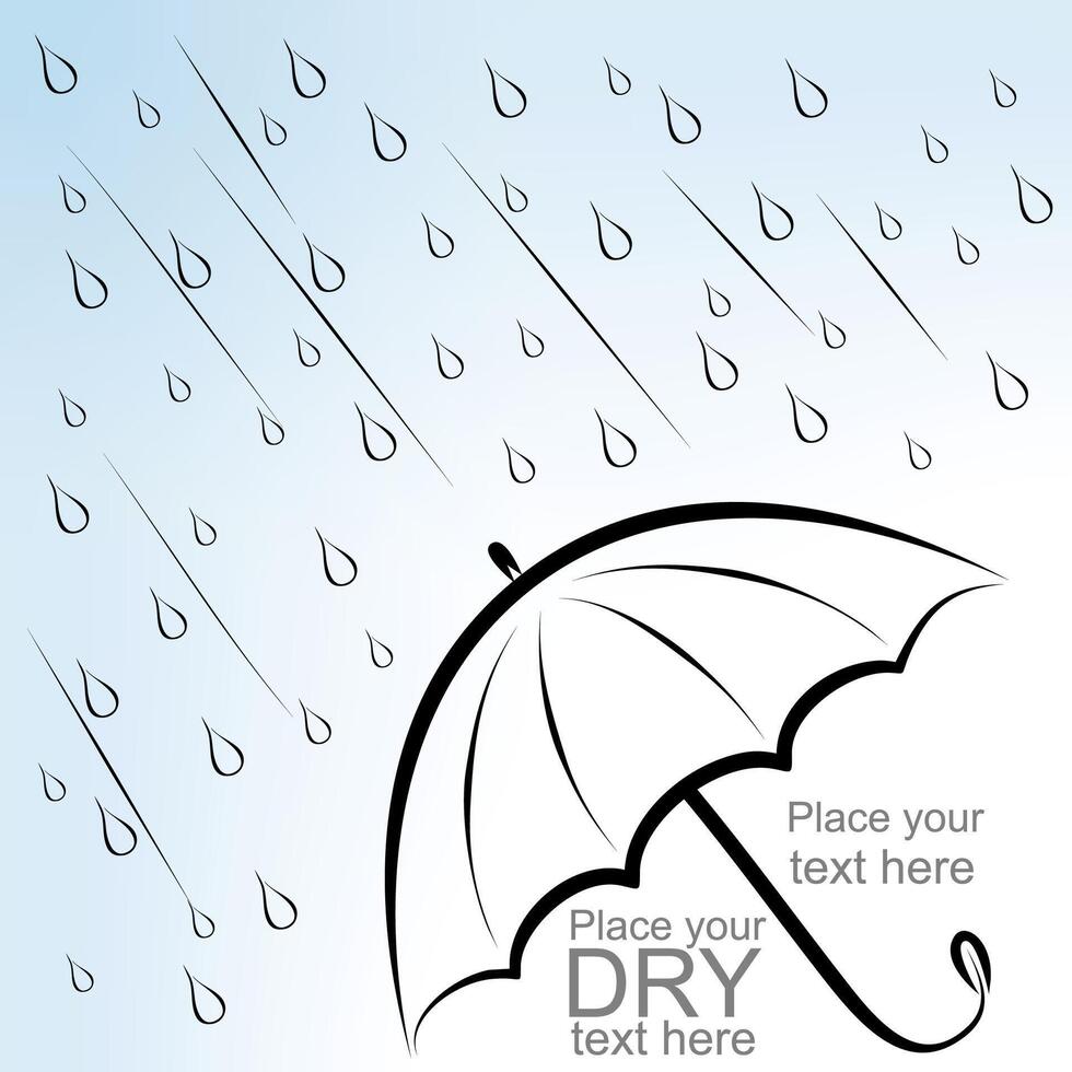 Dry text under umbrella and rain vector