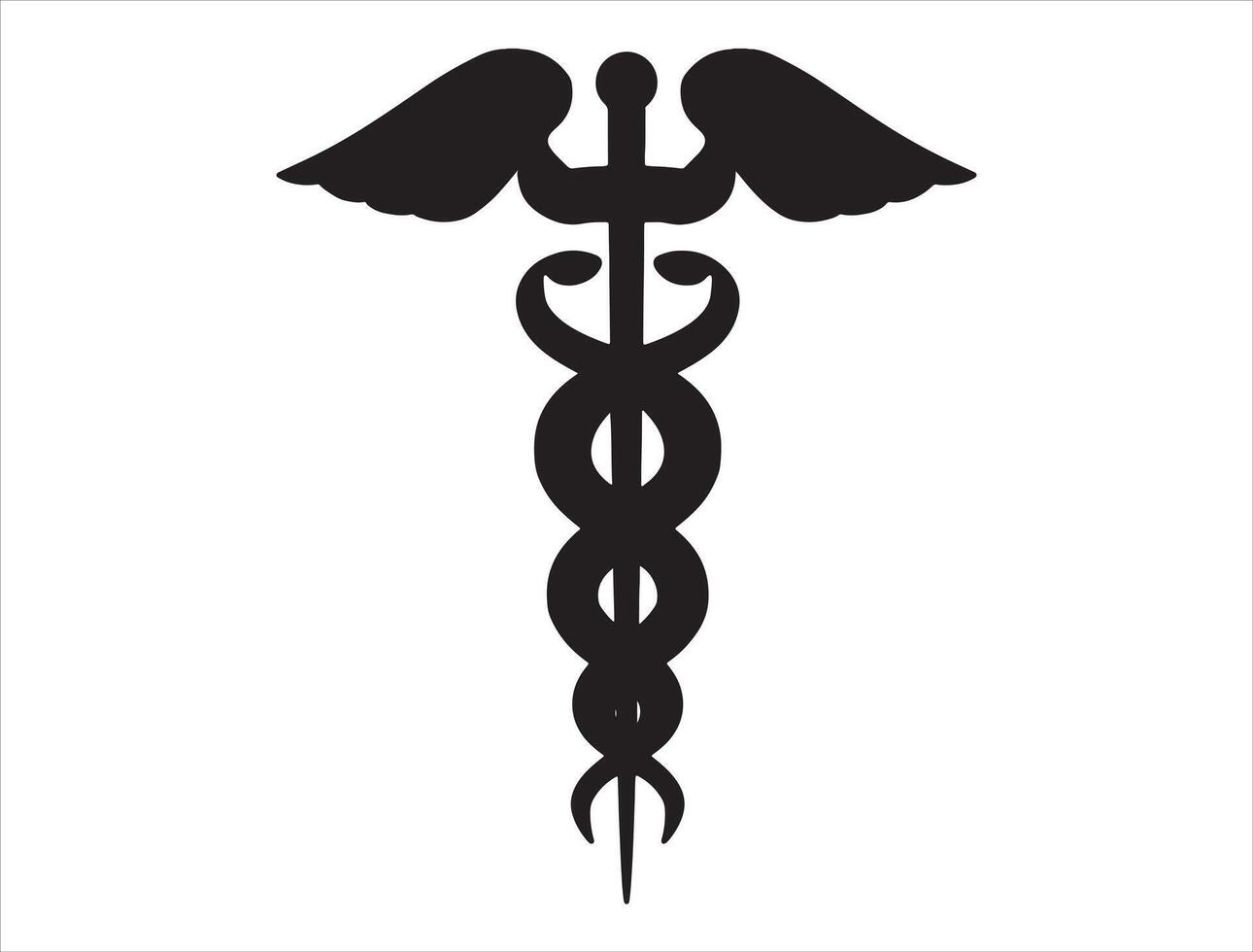 Caduceus silhouette on white background vector