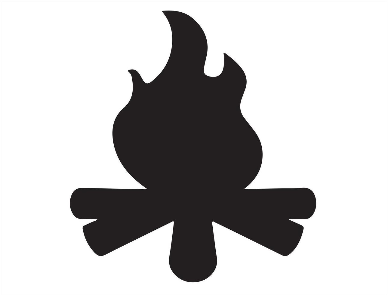 Campfire silhouette on white background vector