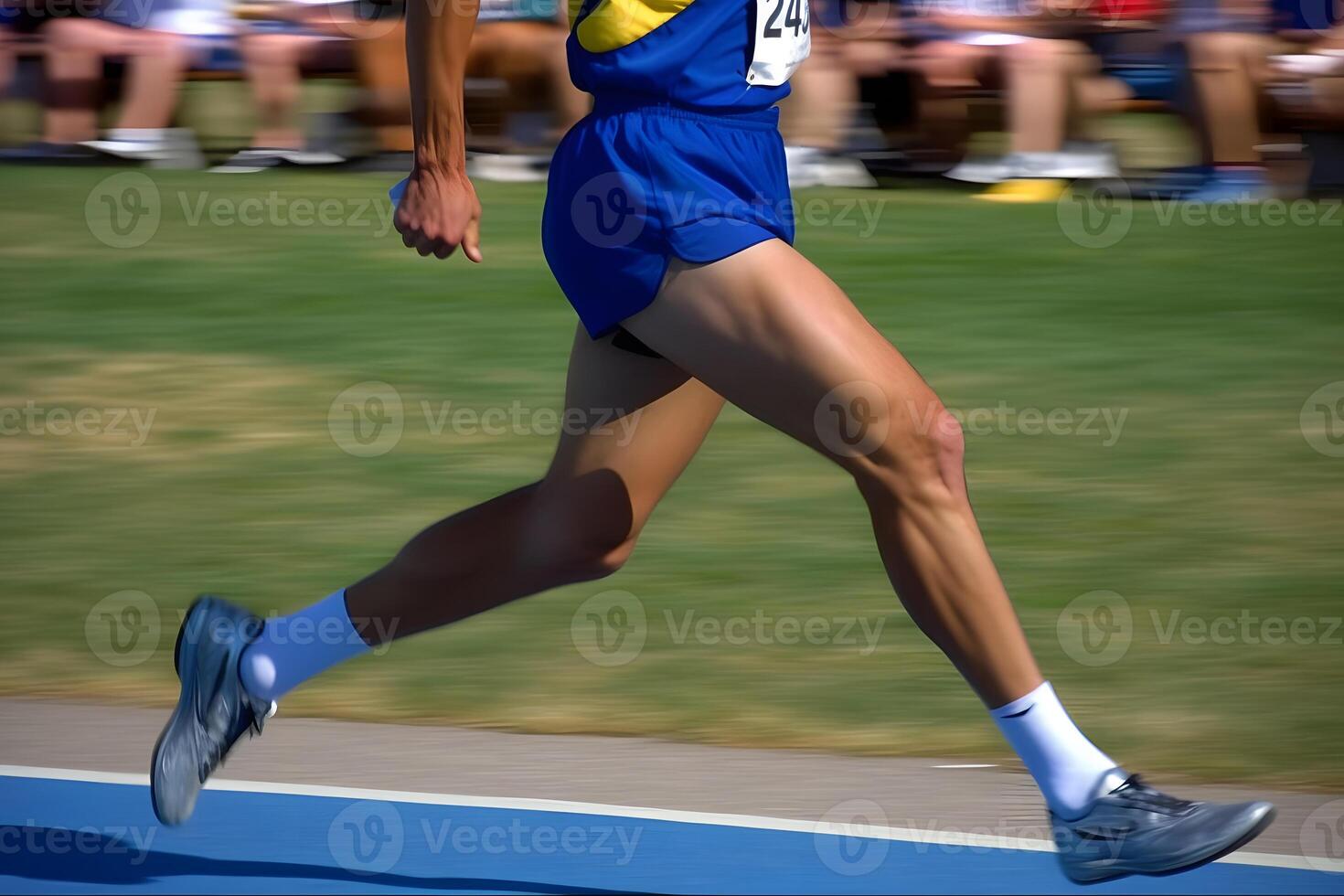 Running athletes at stadium in relay race athletics competition. Neural network photo