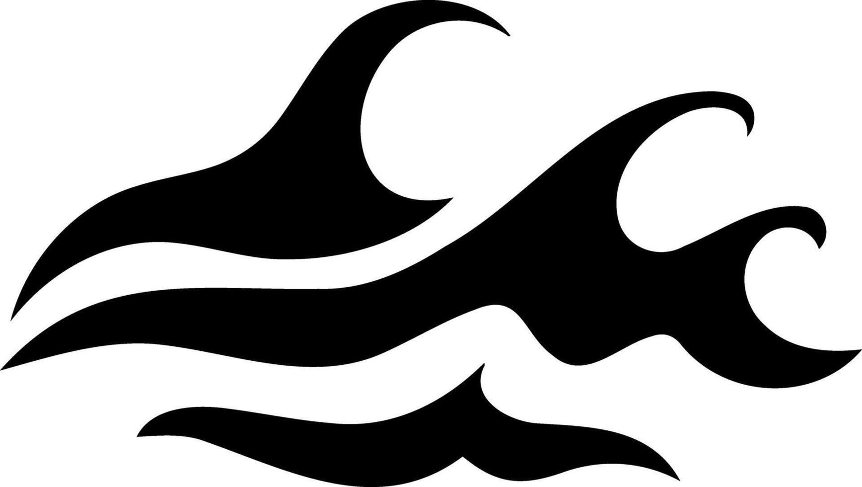 Doodle water wave clipart Hand drawn art. Stencil vector