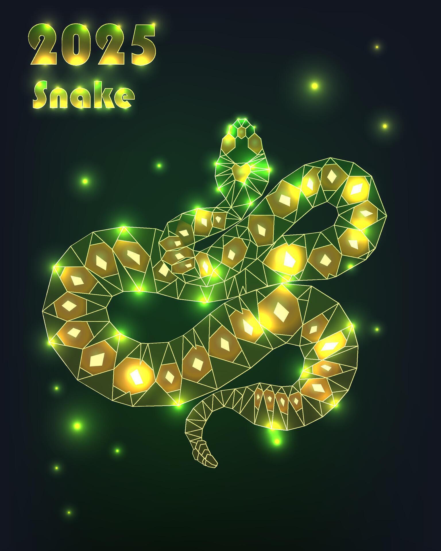 Neon Snake 2025, chinese new year, year of the snake, modern flat