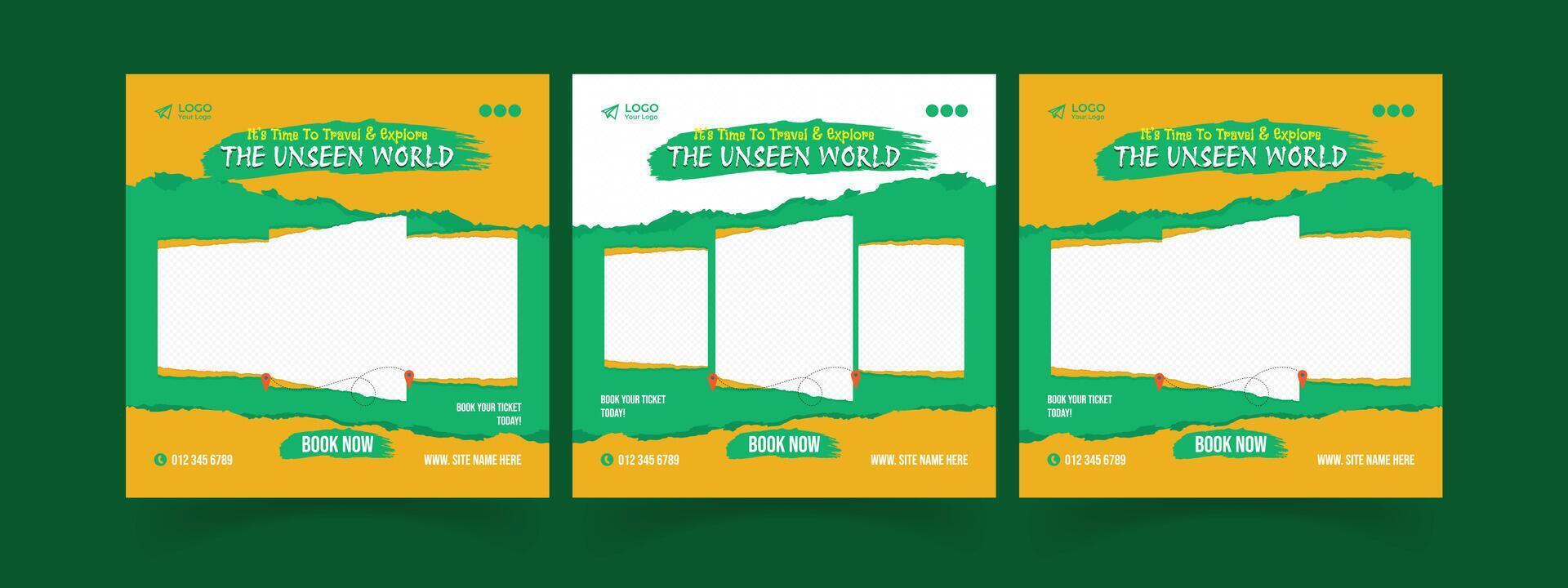 Tourism sale social media post design web banner poster agency business offer template vector