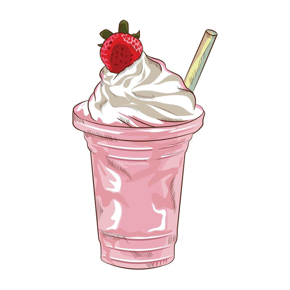 Classic Ice cream illustration in hand drawn style design vector