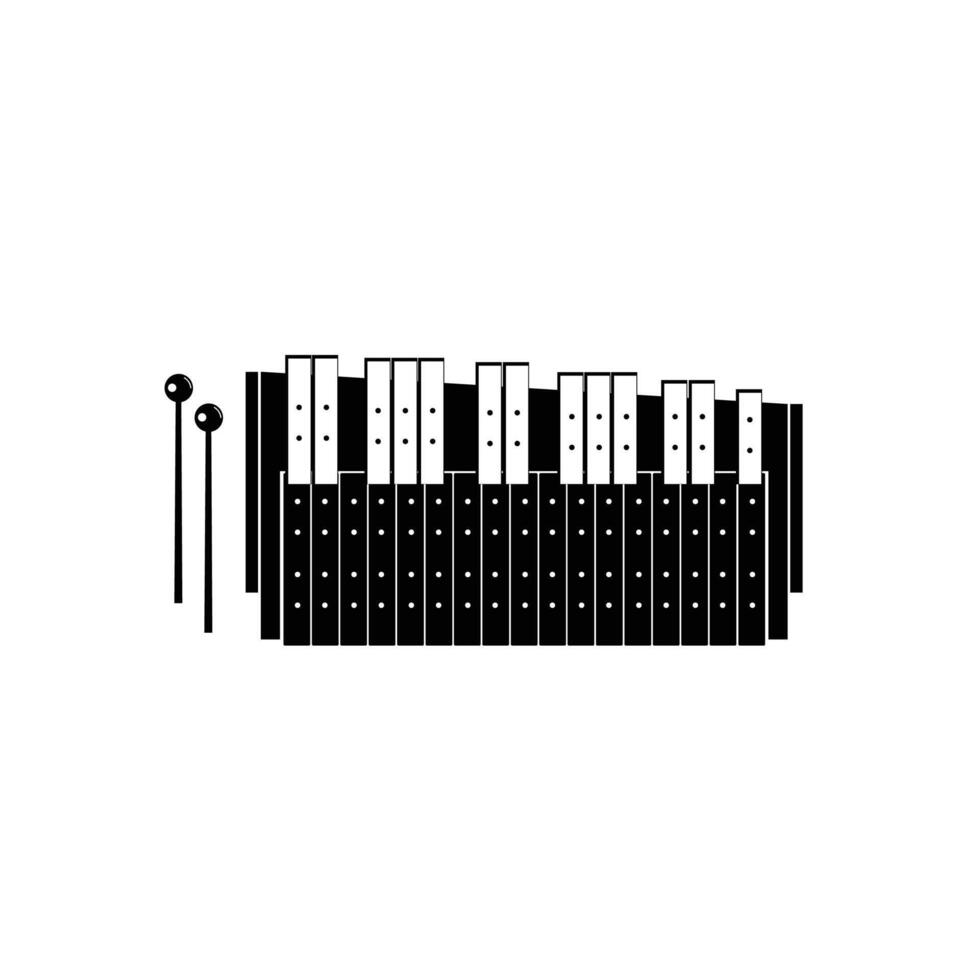 Traditional musical instrument logo illustration, kolintang silhouette is suitable for music shops and communities vector