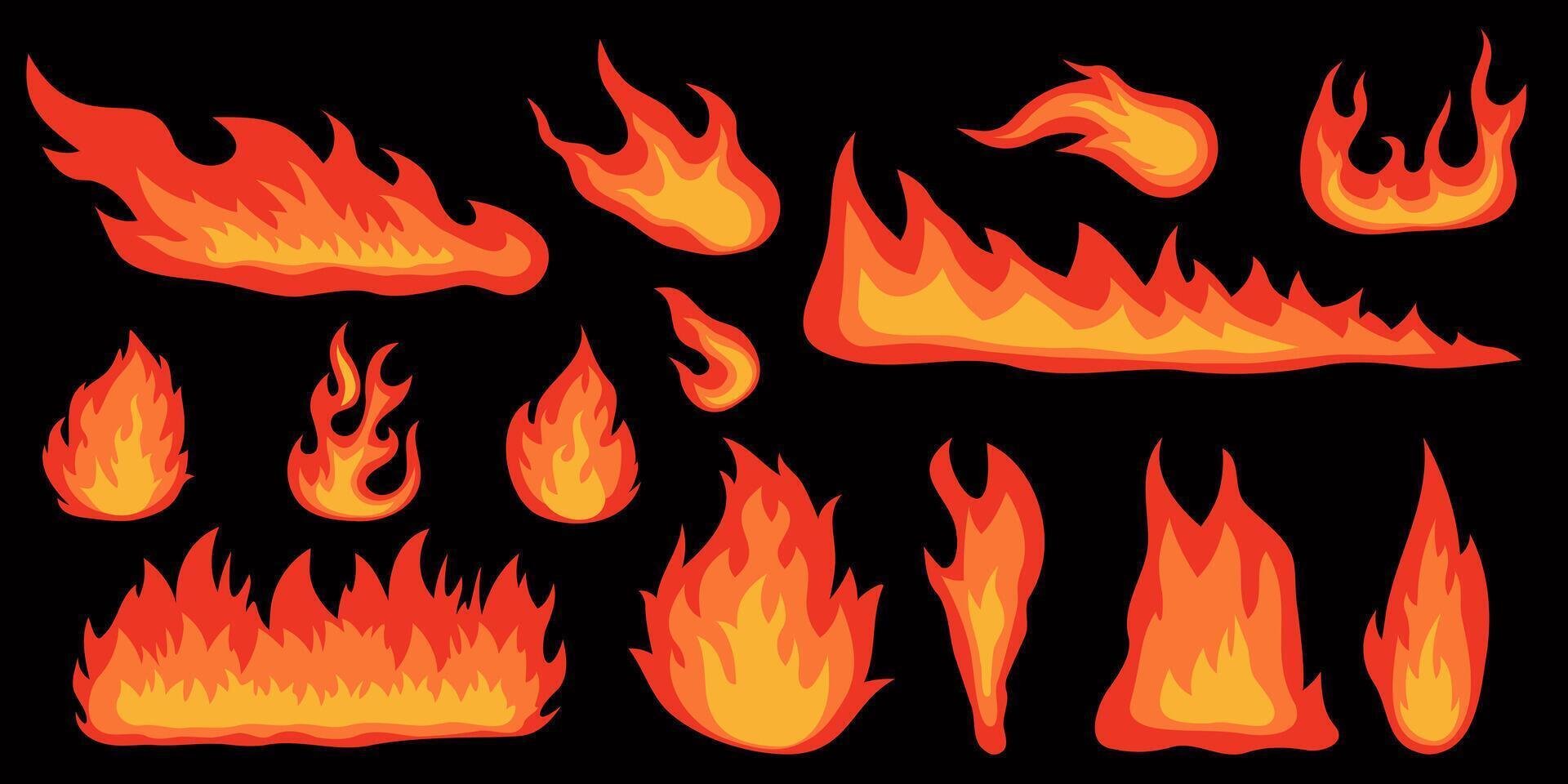 Small and big fire. Fire and fireball. vector