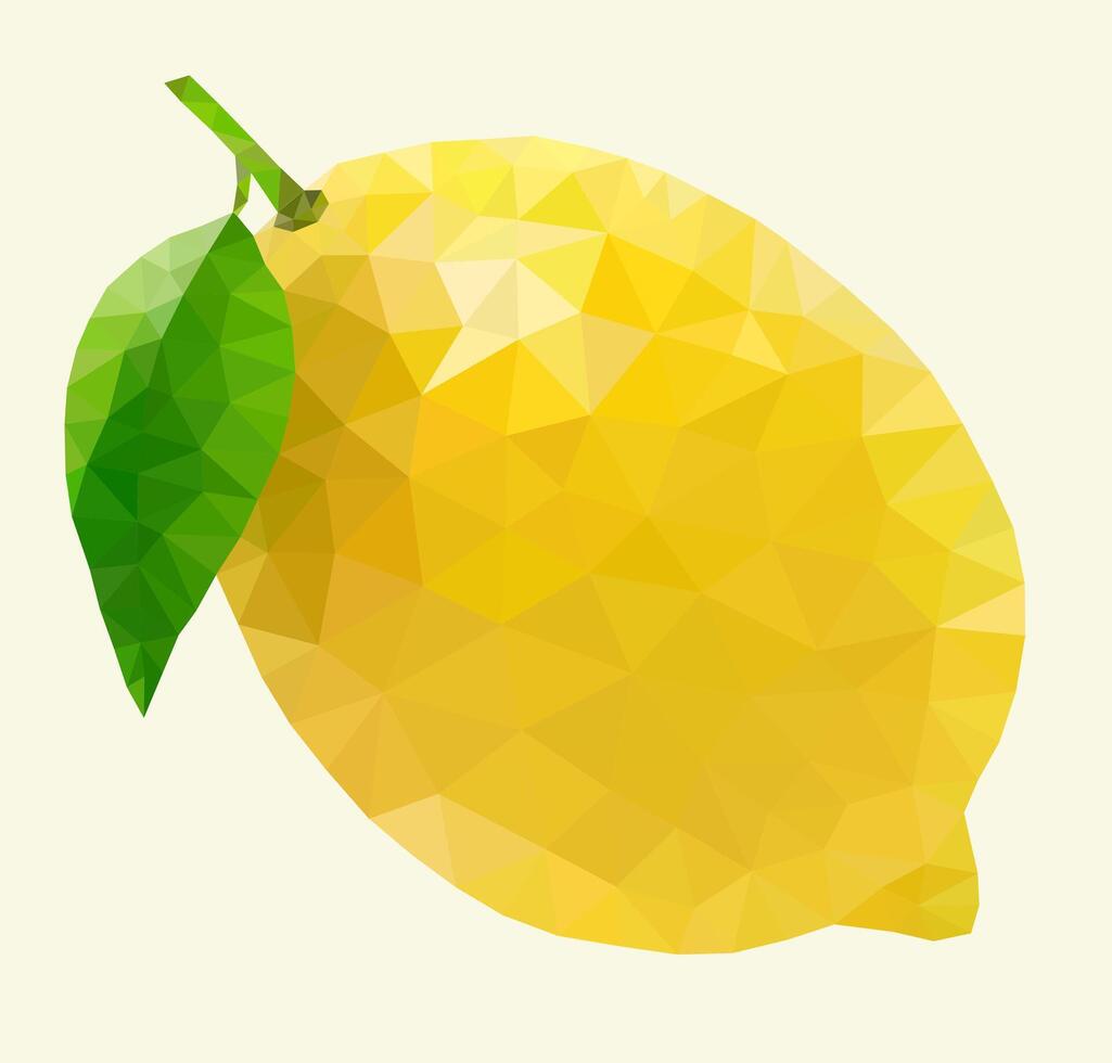 Lemon in the style of triangulation. Geometric polygonal fruits, triangles. vector