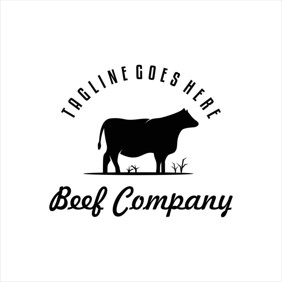 Retro Vintage Cattle. Beef Emblem Label logo design and cow symbol inspiration vector