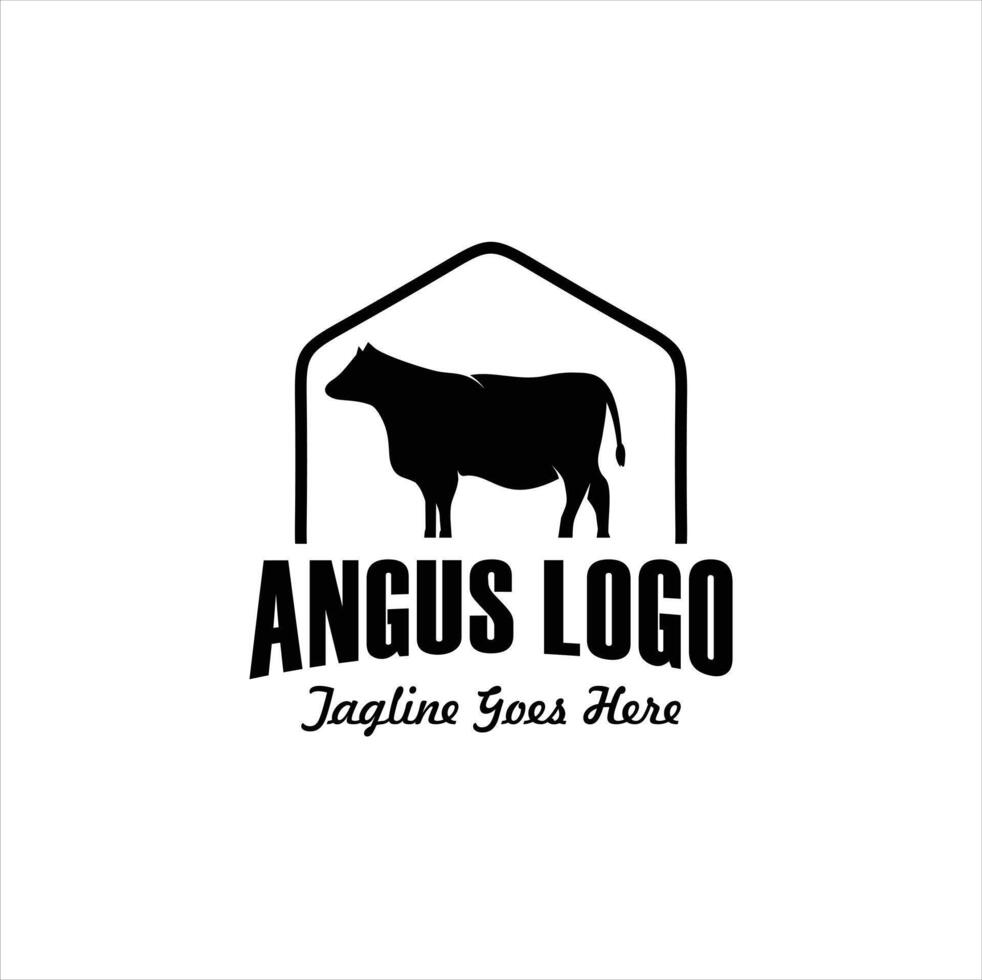 black angus logo design template. cow farm logo design. cow illustration, Angus Idea logo design inspiration vector