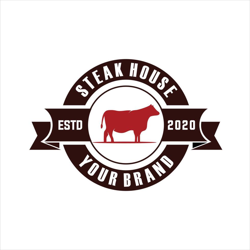 Steak house logo design. bar and grill logotype, emblem. Steakhouse Logo Template. vector