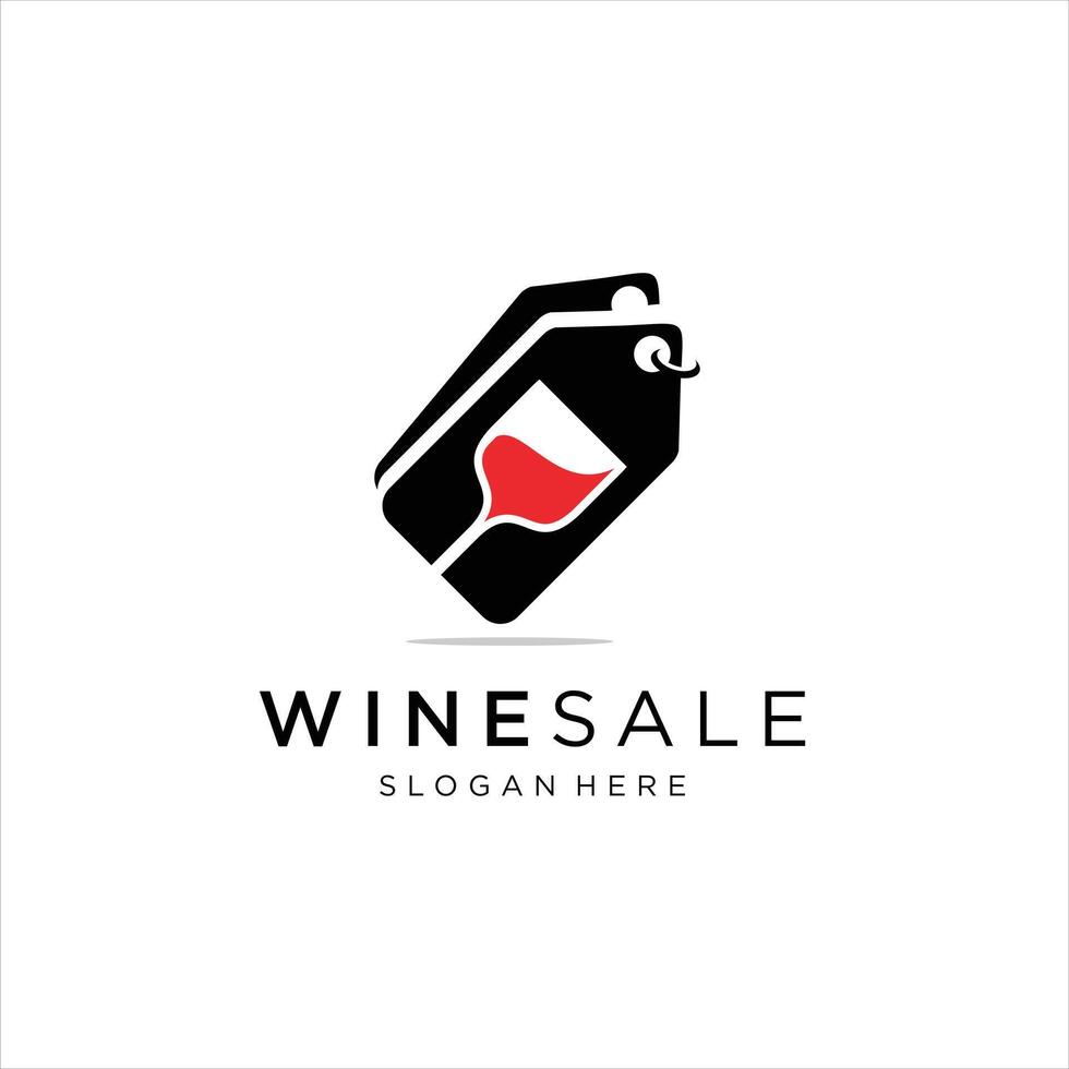 Wine Glass with Price Tag Label for Wine Shop logo design inspiration vector