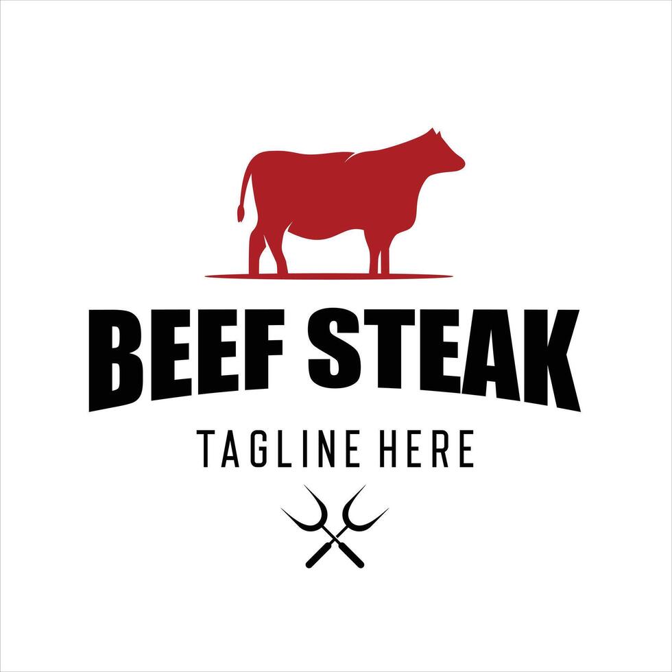 beef steak logo design. suitable for barbecue illustration logo vector