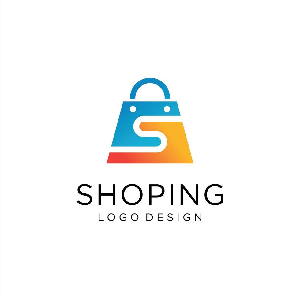 Online shop with letter S overlapping in shopping bag logo design concept. vector
