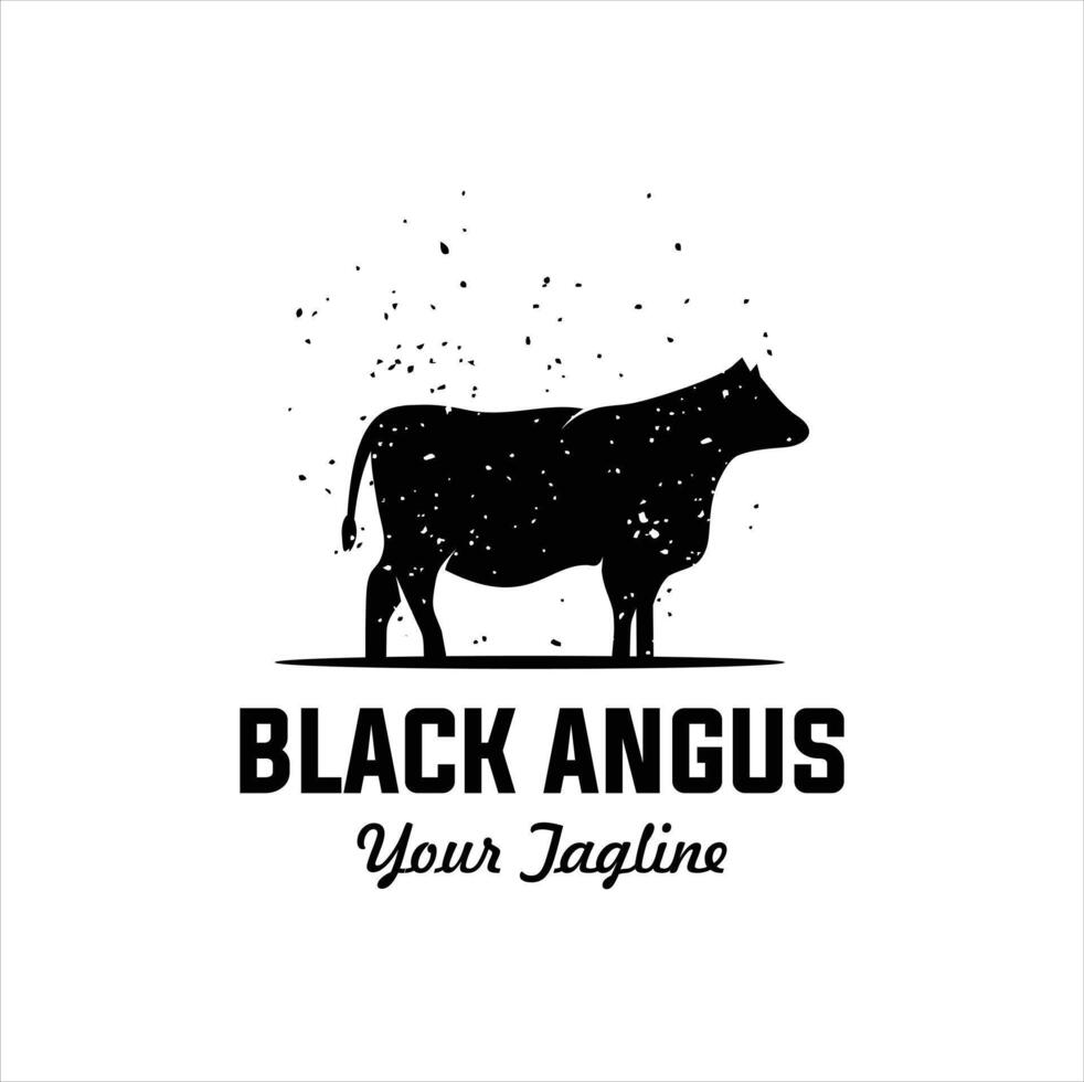 black angus logo design template. cow farm logo design. cow illustration, Angus Idea logo design inspiration vector