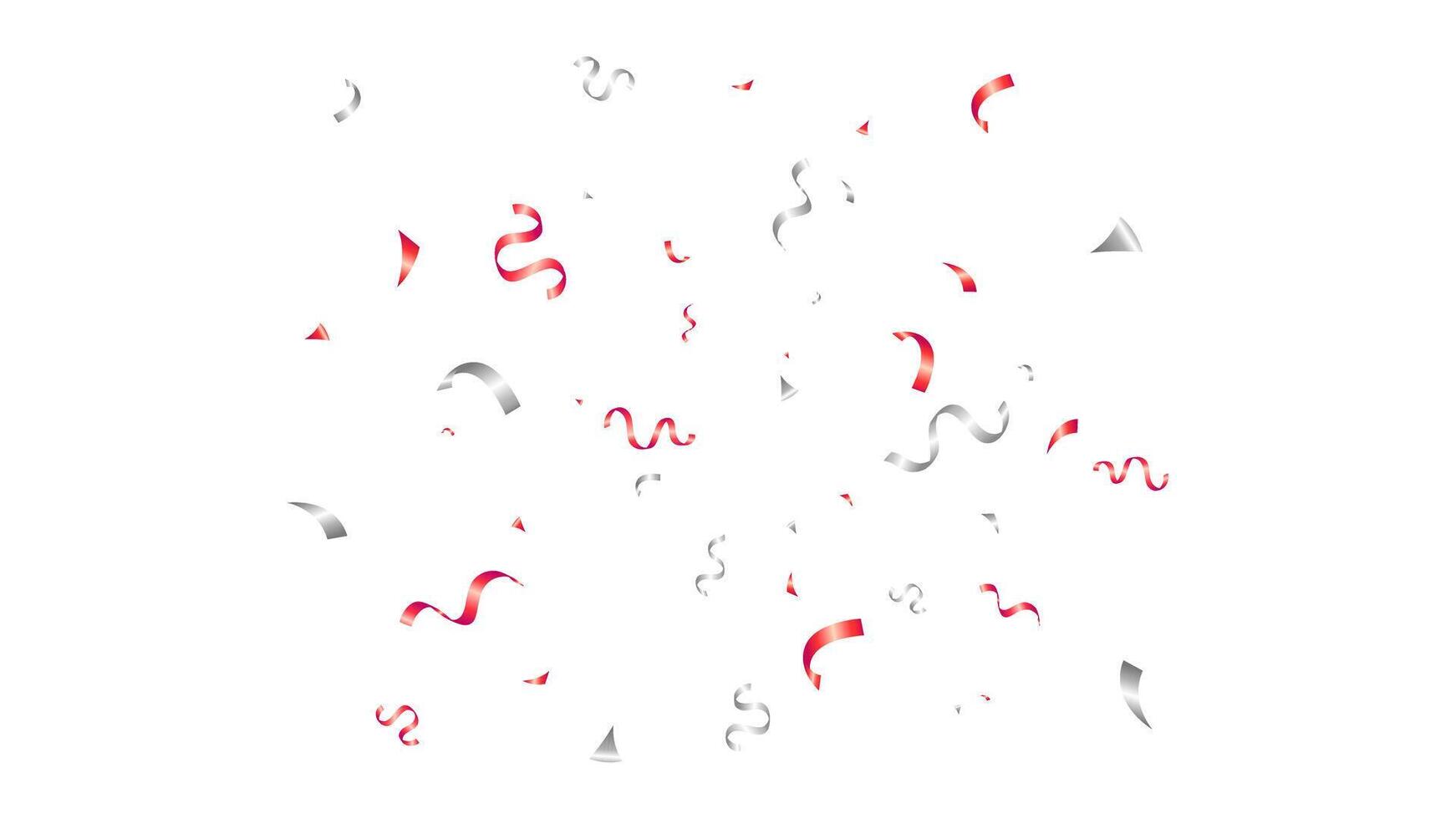 Decoration banner background with silver and red winding ribbons confetti, anniversary, celebration, greeting illustration with fun explosion vector