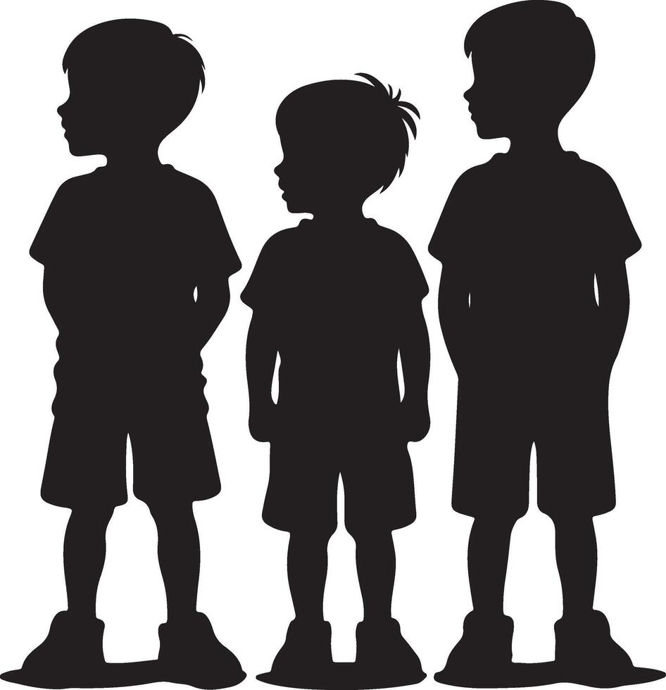 children's silhouette black vector