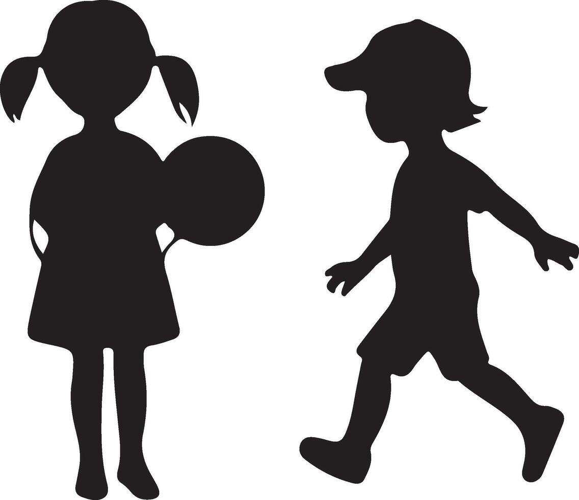 children's silhouette black vector