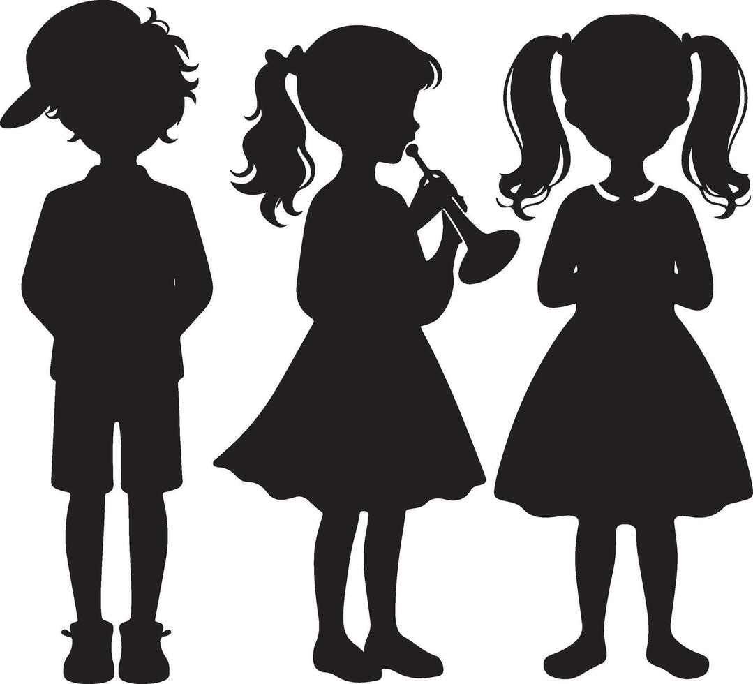 children's silhouette black vector