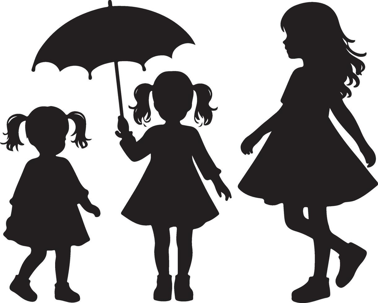 children's silhouette black vector