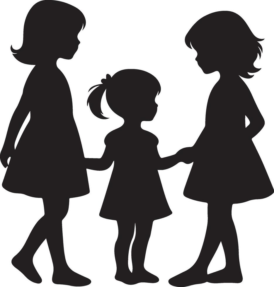 children's silhouette black vector