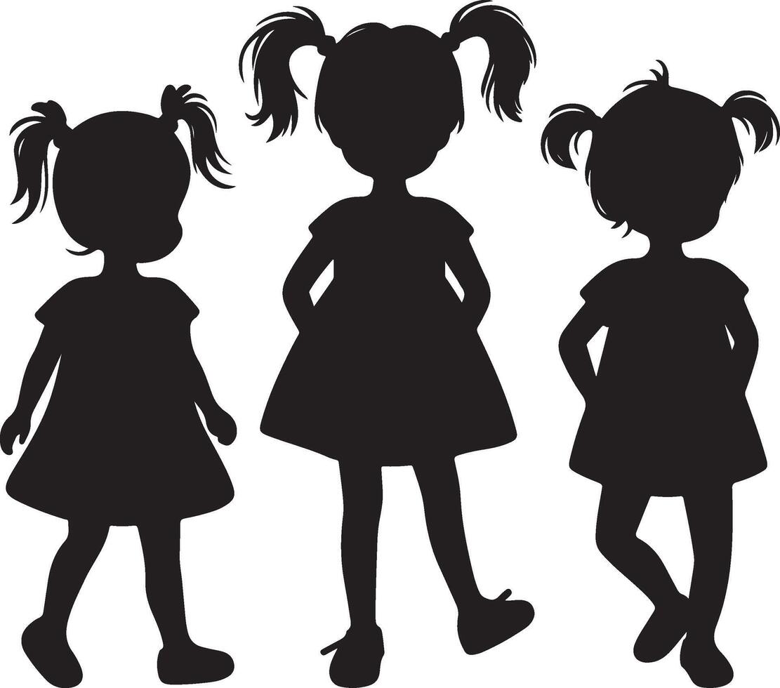 children's silhouette black vector