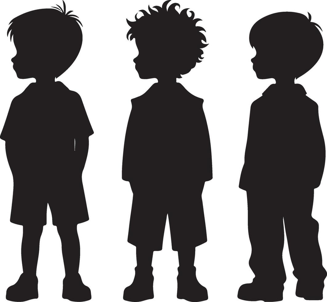 children's silhouette black vector