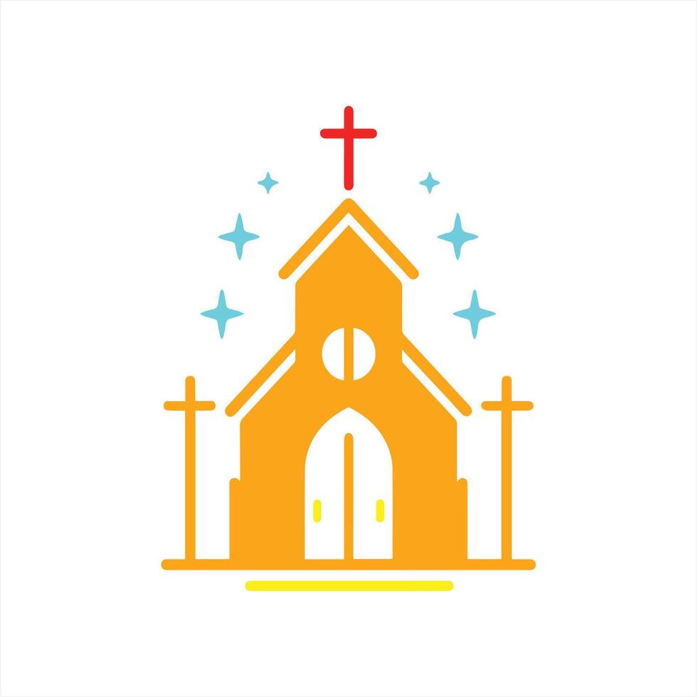 minimalist church logo art illustration vector