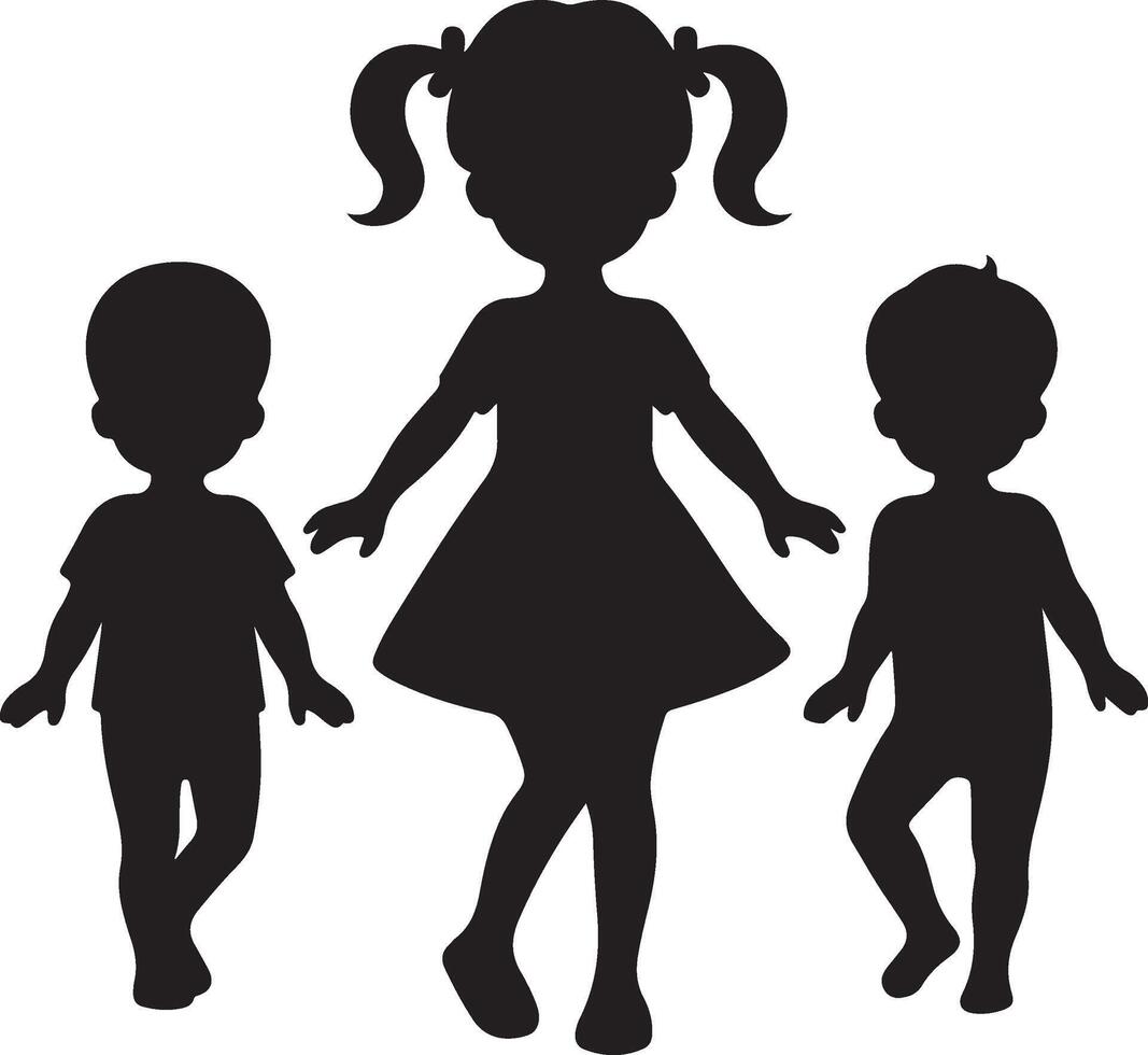 children's silhouette black vector