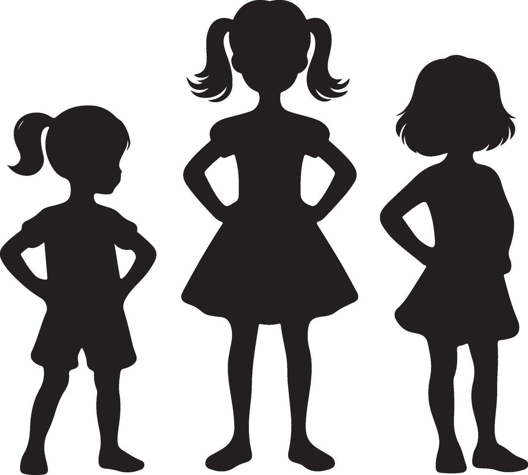children's silhouette black vector