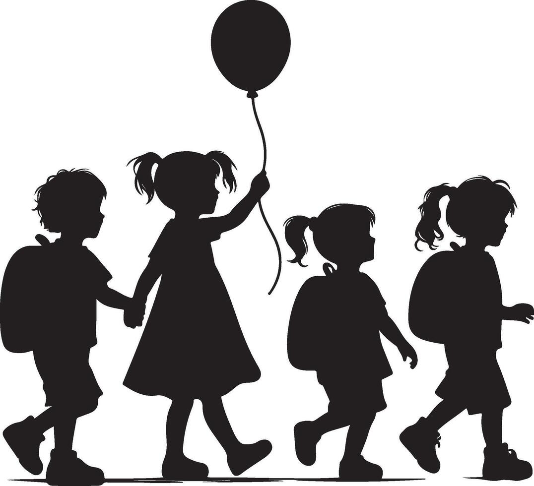 children's silhouette black vector