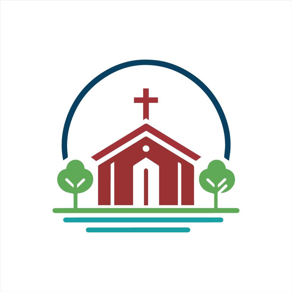minimalist church logo art illustration vector