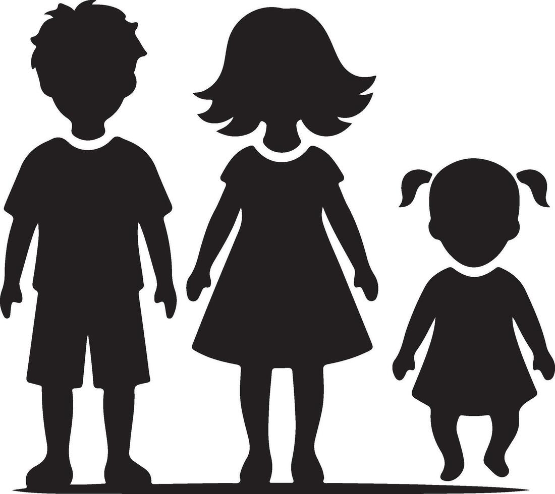 children's silhouette black vector
