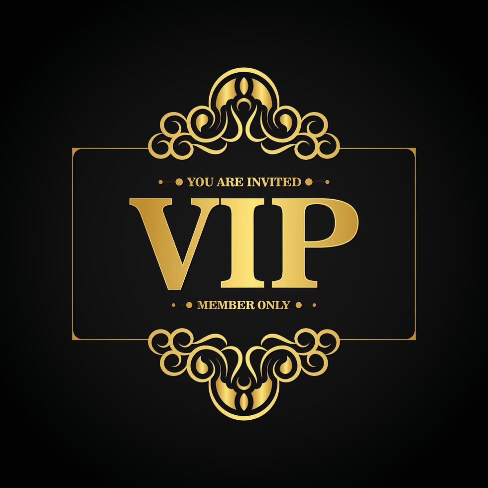 luxury dark vip card in ornament texture vector