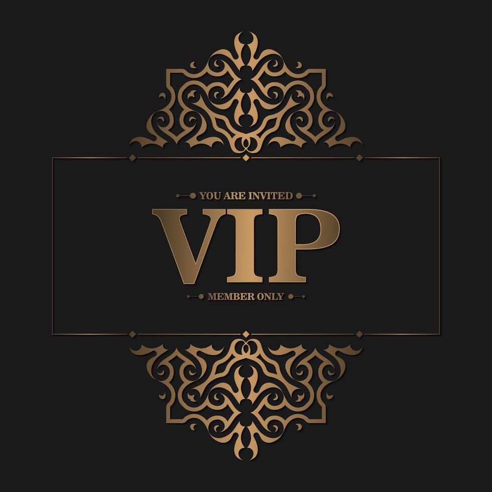 luxury dark vip card in ornament texture vector