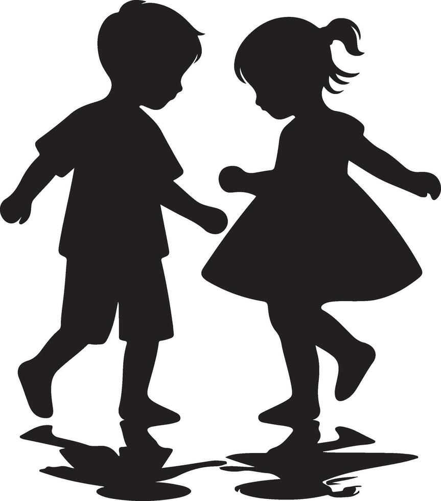 children's silhouette black vector