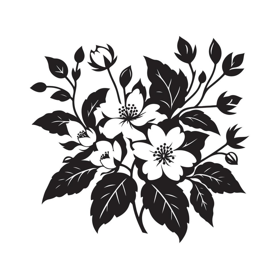 jasmine flower black 46529153 Vector Art at Vecteezy