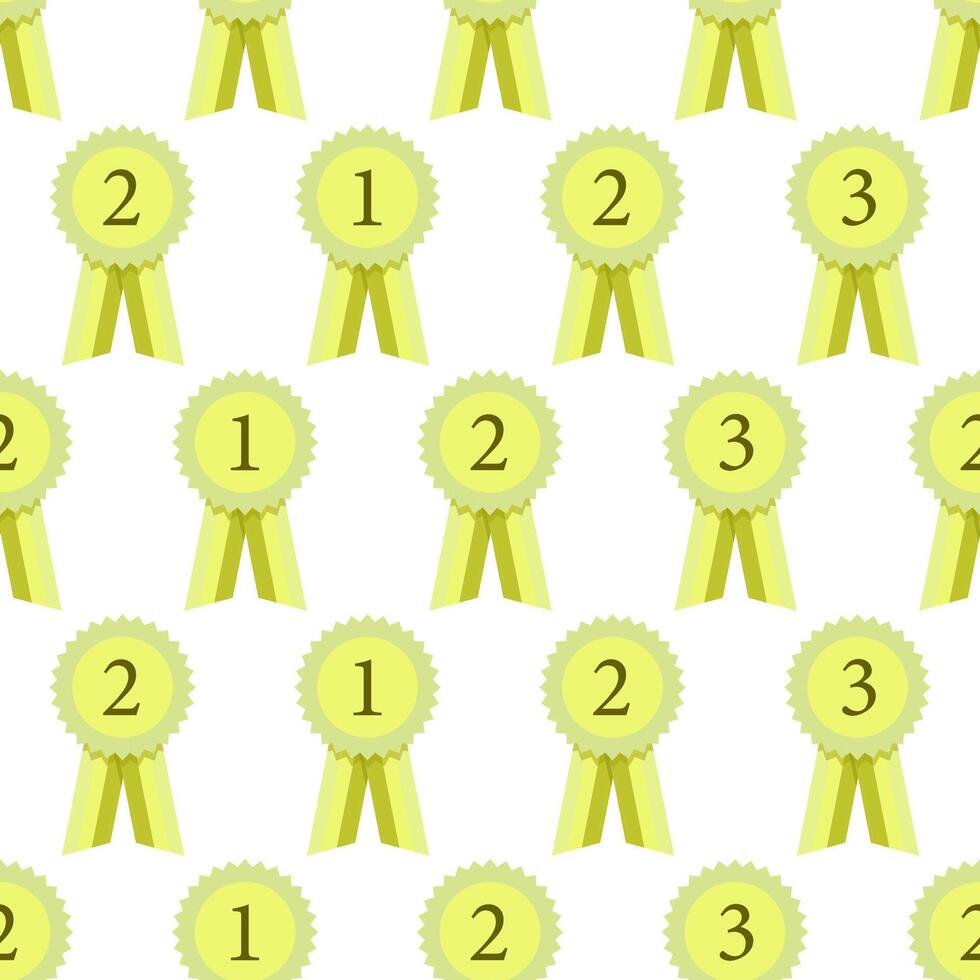 Seamless pattern of green rosette awards for hobbyhorsing vector