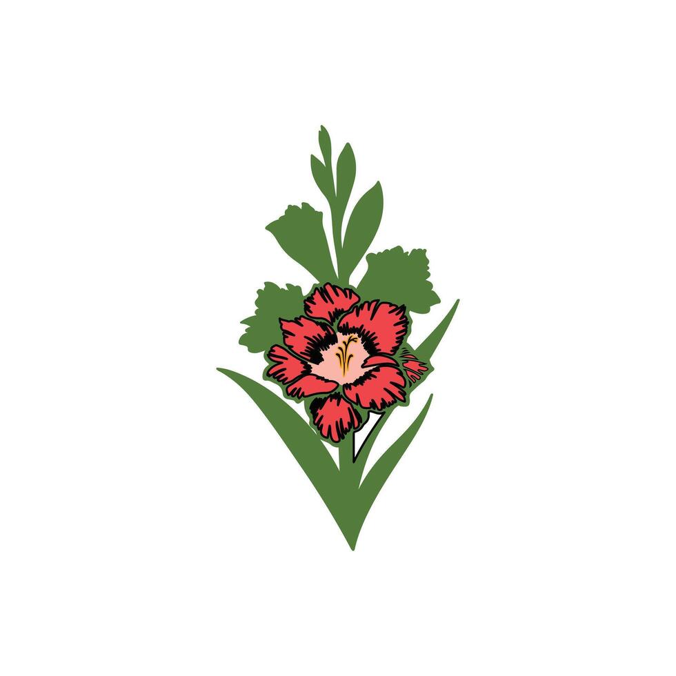 simple gladiolus flower illustration vector