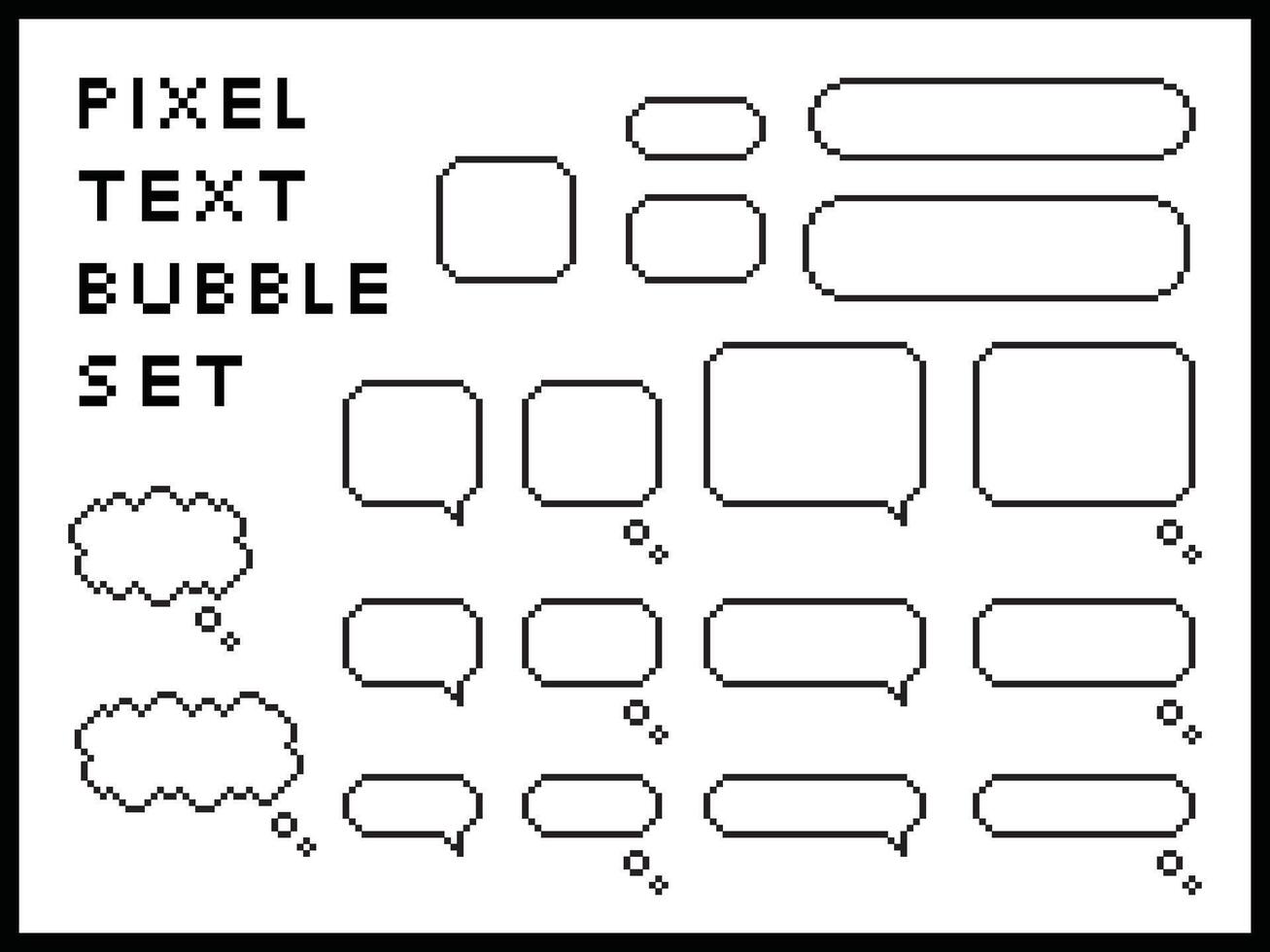 Cute pixel dialog text speech bubble isolated element set. Speech talking thinking box. Dialogue cloud. 8 bit. For game development, mobile app, scrapbook, graphic, social media vector