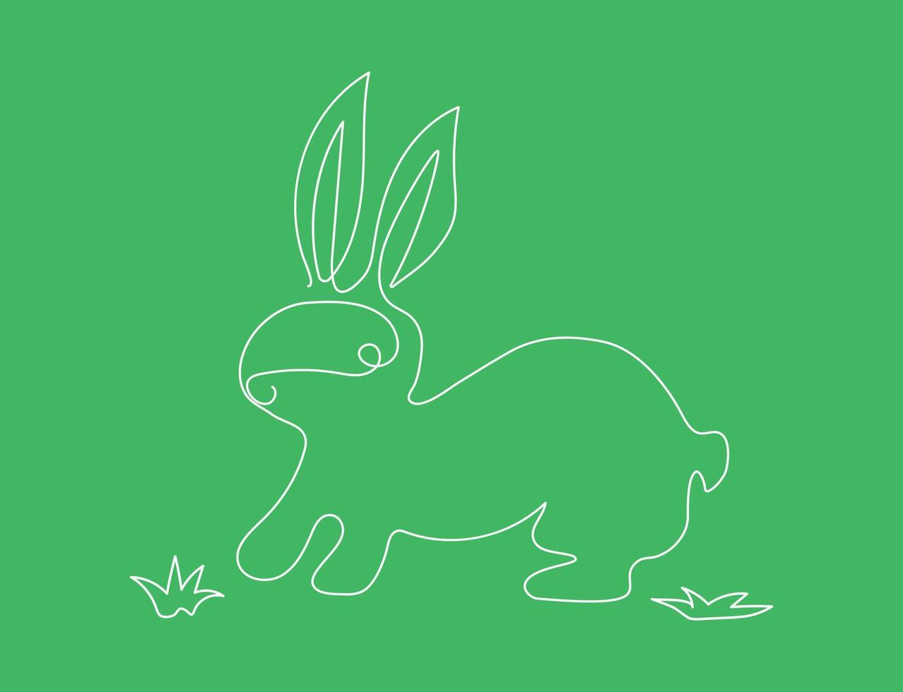 Continuous one line drawing of hare, rabbit. Animal, sketch. Drawing Animal line art. Cute bunny silhouette with ears in a simple minimalist style. Graphic print. vector