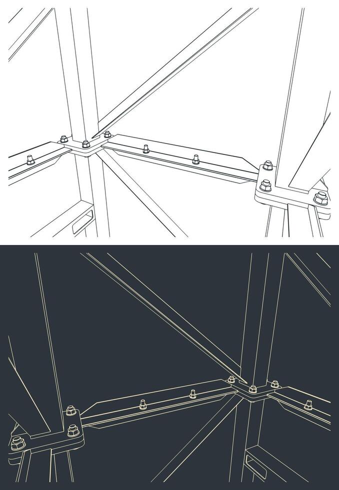 Steel metal structure close-up vector