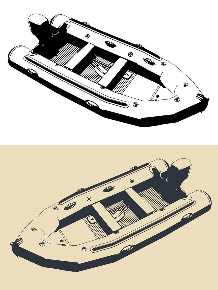 Inflatable motor boat illustration vector