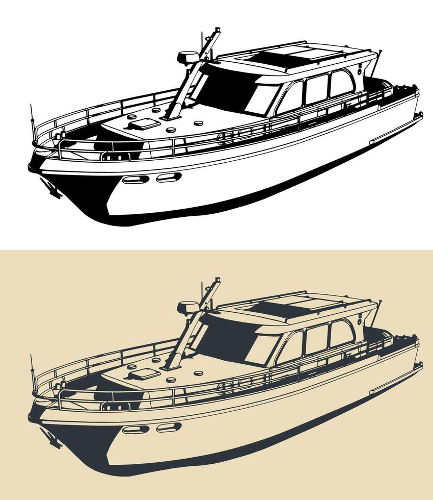 Motor yacht illustration vector